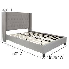 Buy bed headboards & footboards and get the best deals at the lowest prices on ebay! Flash Furniture Twin Size Tufted Upholstered Platform Bed With Accent Nail Trimmed Extended Sides In Light Gray Fabric Walmart Com Walmart Com
