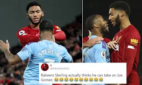 25+ best memes about man utd these pictures of this page are about:liverpool vs man city meme. Liverpool Fans Revel In Joe Gomez Incident With Raheem Sterling At Anfield Against Manchester City Daily Mail Online
