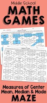 Measures Of Center Maze Mean Median And Mode Middle School Math Math Games Middle School Mean Median And Mode