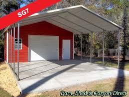 Single Car Storage Garage With Carport 22 X 31 X 9 Sg7 Barn Shed Carpot Direct Metal C Metal Farm Buildings Building A Garage Carport With Storage