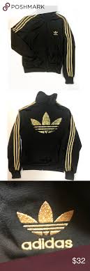 Black And Gold Adidas Jacket Adidas Black And Gold Track Jacket Jackets Black Adidas Coats For Women