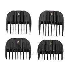 1/16″, 1/8″, 3/16″, 1/4″, 5/16″, 3/8″, 7/16″, 1/2″ and 9/16″. 4 Sizes Limit Comb Hair Clipper Guide Attachment For Electric Hair Clipper Shaver Black