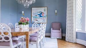 Streamlined furniture matched up with sparkling white curtains will fill up your dining area with a gust of natural light and make it a comfort zone for enjoying a family lunch or even a candle light dinner. Purple And Grey Dining Rooms Transitional Dining Room
