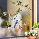 Amazon.com: Static Window Clings Flower Bird Window Stickers ...