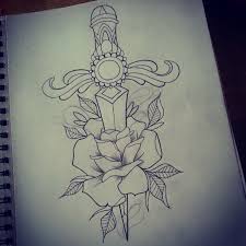 Dagger Tattoo Umriss Tattoo Schablonen Tatowierung Skizzen