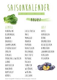 Saisonkalender August Saisonkalender Projekt Gesund Leben Saisonkalender Obst Und Gemuse