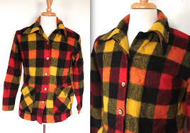 Black And Gold Flannel Shirt Vintage 1960s Jacket 60s Men 39 S Red Yellow And Black Tartan Plaid Wool Hunting Jacket Workwear Flannel Shirt Wool Plaid Plaid Hunting Jackets