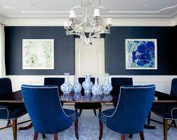 Maybe you would like to learn more about one of these? Blue Dining Room With Blue Greek Key Chairs Transitional Dining Room
