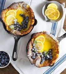 Mini Dutch Babies With Lemon Curd And Blueberries Food Lemon Curd Dutch Baby Pancake