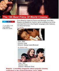 The beeb asked 62 film critics from around the world to name the best films made since 2000. S Tweet Only 2 Indian Movies Were Named In The 100 Best Films Of World Cinema And Devdas In One Of Them Shahrukhkhan Srk Trendsmap