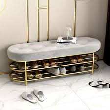 Customized Luxury Shoe Stool With 2 Tiers Shoe Rack Shelf Sofa Seat Cushion Entrance Door Shoe Ca In 2020 Shoe Bench Shoe Rack With Shelf Bench With Shoe Storage