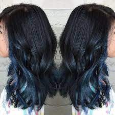 Dark Blue Peekaboo Blue Dip Dye Hair Peekaboo Hair Underlights Hair