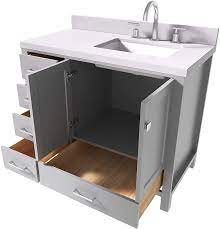 Too good to be true. Right Offset Rectangle Sink 2 Soft Closing Doors And 5 Full Extension Dovetail Drawers Ariel 43 Inch Grey Bathroom Vanity With Pure White Quartz Countertop No Mirror Bathroom Sink Vanities Accessories