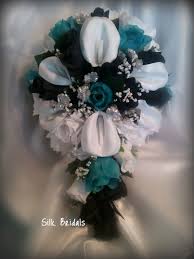 Kyunovia crystal wedding bouquet red brooch bouquet wedding accessories bridesmaid artifical wedding flowers bridal bouquets fe8. Black And Teal Bouquet Wedding Flowers Bridal Bouquet Wedding Bouquets
