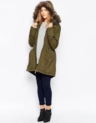 Brave Soul Parka Jacket With Faux Fur Trim Hood Brave Soul Cotton Twill Parka With Oversized Faux Fur Trimmed Hood At Asos Com Warm Faux Fur Coat Khaki Coat Faux Fur Coat
