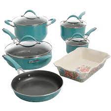 Actually, ann marie drummond started a blog a few years ago, and she posted many pieces of useful content there. The Pioneer Woman Frontier Speckle 10 Piece Cookware Set Turquoise Walmart Com Walmart Com