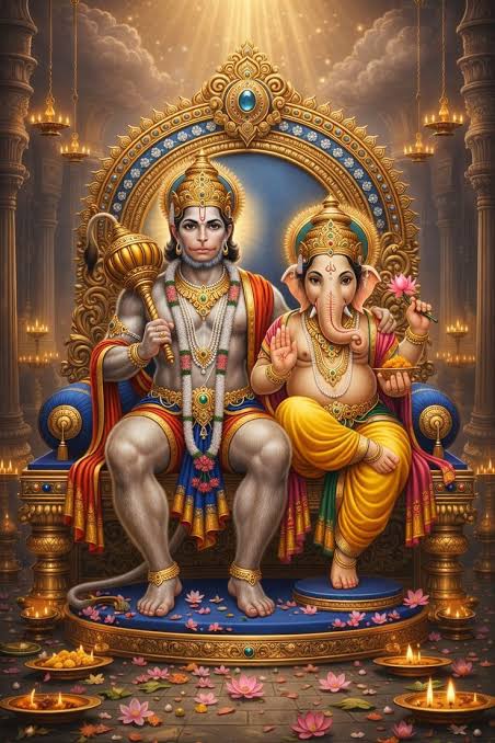Lord Hanuman and Lord Ganesha together in divine vision