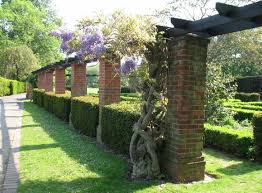 Oprington Priory Gardens Beautiful Wisteria With Red Brick Pillars Garden Steps Front Yard Landscaping Hardscape