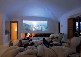 Projector Wall Love The Look Of Not Having A Bunch Of Electronics Everywhere Home Theater Rooms Home Theater Design My Dream Home