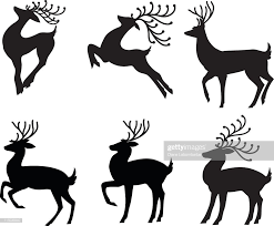 Stylized Reindeer Set Of Six Stylized Reindeer In Black Silhouette Kids Art Prints Raindeer Drawing Reindeer Silhouette