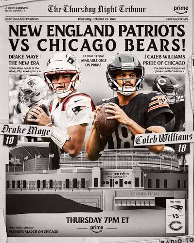 Pats vs. Bears in Chicago. Read all about it 🗣️ #TNFonPrime