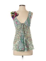 Details About Etro Women Green Sleeveless Silk Top 40 Italian