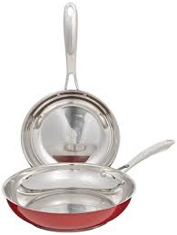 Kitchenaid Kcs08tper Stainless Steel 8 And 10 Skillets Twin Pack Cookware Empire Red Kitchen Aid Cookware Cooking Supplies