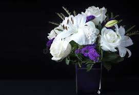 Thank you for a wonderful 2018 garden season! Valentines Day Funeral Bouquet Purple White Flowers Sympathy And Condolence Concept On Blackbackground Stock Image Image Of Celebration English 168179177
