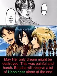 Mikasa Ackerman Eren And Armin Attack On Titan Anime Attack On Titan Eren And Mikasa Eren is probably trying to protect mikasa and armin into thinking that he hates them so when he dies mikasa and armin could move on. mikasa ackerman eren and armin attack