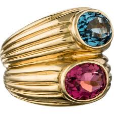 Pre Owned Bvlgari Multi Gem Ring Multi Gem Ring Blue Gemstone Rings Sapphire Engagement Ring Blue