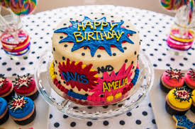 Sibling Birthday Cake For Brother And Sister Crazy Loud Life Calling All Superheros Superhero Birthday Cake Superhero Birthday Party Sibling Birthday Parties