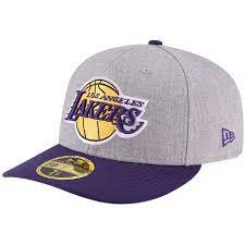 Men S New Era Heathered Gray Purple Los Angeles Lakers Two Tone Low Profile 59fifty Fitted Hat In 2021 Fitted Hats Los Angeles Lakers New Era