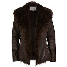 Dark Brown Leather Look Biker Jacket 85 00 Coats Jackets Women Vegan Leather Jacket Coats Jackets