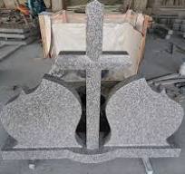 G664 Granite Cross Headstone | Pink - European Style Tombstone