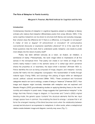 Pdf The Role Of Metaphor In Poetic Iconicity