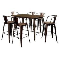 7pc Smithsonmetal Frame Counter Dining Table Set Natural Iohomes Target
