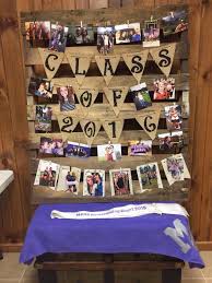 High School Graduation Photo Display With Rustic Pallet Twine And Burlap D Graduation Party Diy Graduation Party Pictures Graduation Party Picture Display