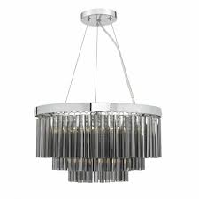 Hanging light fittings and light fixtures including chandeliers that are ideal for lighting high ceilings. Giovana 5 Light Smoked Glass Chrome Ceiling Pendant Lightinglights Uk