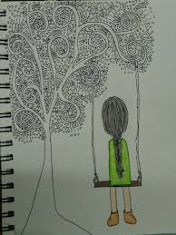 Girl Sitting On Swing Mural Painting My Drawings Drawings
