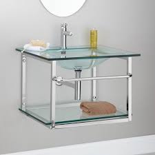 Zuri Clear Glass Wall Mount Sink With Stainless Steel Towel Bar Wall Mount Sinks Bathroom Sinks Glass Sink Wall Mounted Bathroom Sinks Tiny House Kitchen