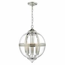 Our modern ceiling lights use the highest quality materials including solid chrome, glass and crystal. Vanessa Chrome 3 Light Pendant With Orb Glass