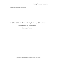 Pdf An Effective Method For Building Meaning Vocabulary In Primary Grades