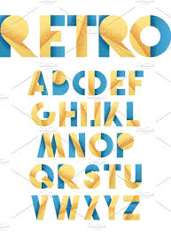 Retro Font In Blue And Yellow Retro Font Typography Design Alphabet Vintage Typography Design