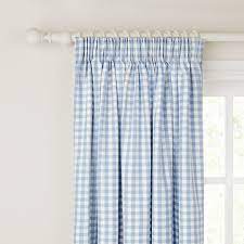 Buy Little Home At John Lewis Gingham Check Pencil Pleat Curtains Blue Pair Online At Johnlewis Com J Gingham Curtains Girls Bedroom Furniture Big Boy Room