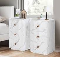 Amazon.com: AWQM Faux Marble Nightstand Set of 2, White End ...