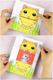 Printable Surprise Mouth Peasy Easy And Big Cat Funsurprise Big Mouth Cat Printable Bricolage Pour Enfants Facile Art Pour Les Enfants Activite Enfant