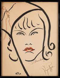 ginger rogers artist vich year 1930s black and red ink a brown derby restaurant caricature autographed by the st hollywood art ginger rogers brown derby