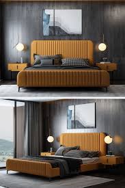 Unisex Decor Orange Bed Frame Bedroom Home Decor Ideas Bed Bedroom Conceptiondelachamb Hotel Bedroom Design Bed Design Modern Bed Headboard Design