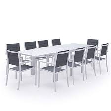 Salon De Jardin Venezia Extensible En Textilene Gris 10 Places Aluminium Blanc Salon De Jardin Decoration Maison Table Basse