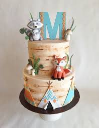 Birthday Cake Buttercream Birch Tree Custom Toppers Raccoon Fox Teepee Fiddlehead Torte 1 Geburtstag Geburtstagstorte Baby 1 Geburtstag Torte